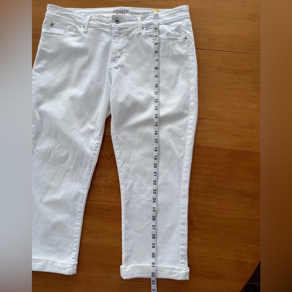 Levi Denizen White Modern Crop Cuffed Jeans Capri Denim sz 16/waist 33 EUC - Picture 6 of 12